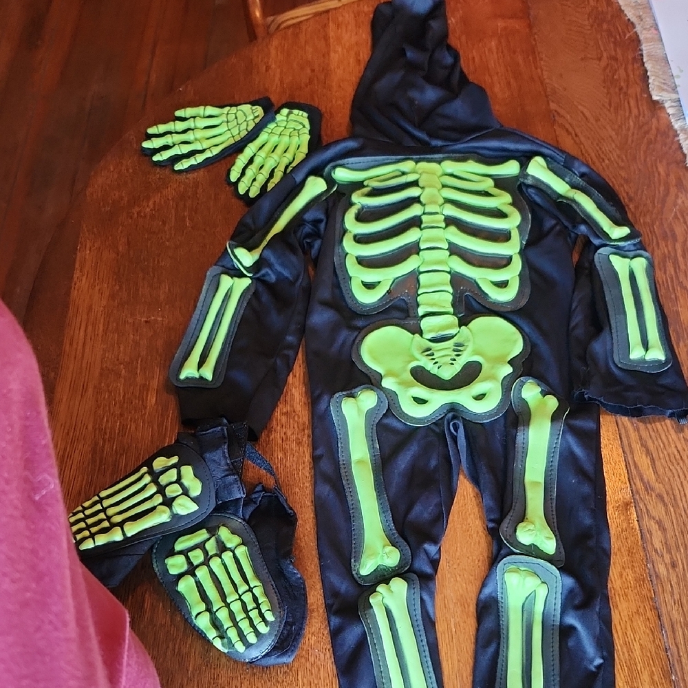 Spirit Neon Skeleton Kids Costume - Black and Green